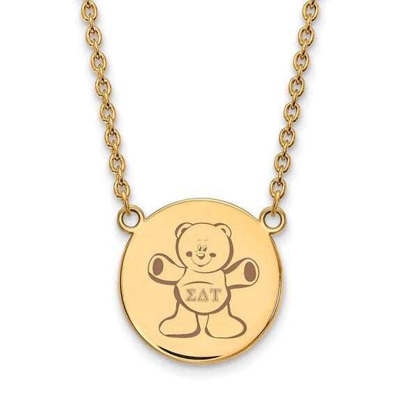 14K Plated Silver Sigma Delta Tau Large Enamel Necklace - Picture 1 of 5